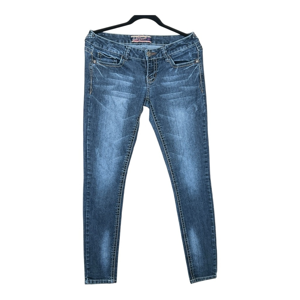 WallFlower Skinny Denim Jeans - Dark Wash Whiskered Size 9